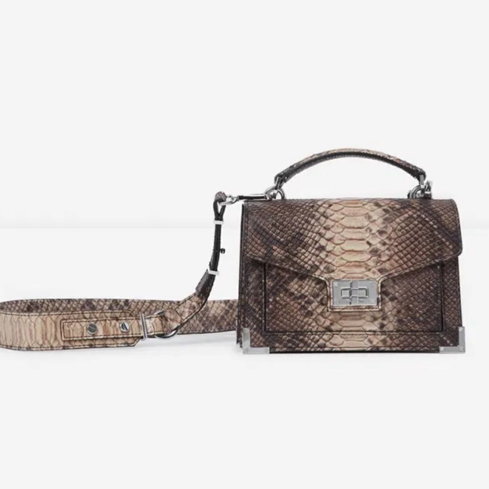 $415 The Kooples Emily Small Python Embossed Leather Handbag NWT - Picture 2 of 9